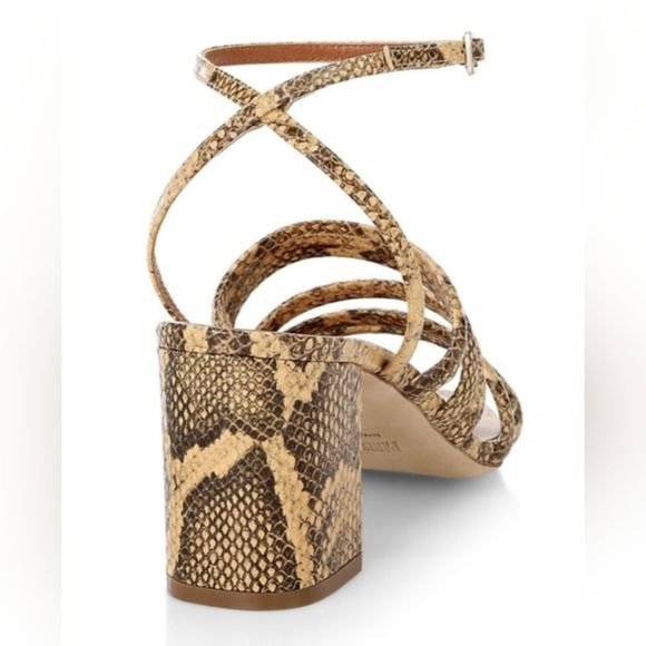 Like new Paris Texas Carla snakeskin-look soft leather block heel ankle strap - Picture 2 of 11